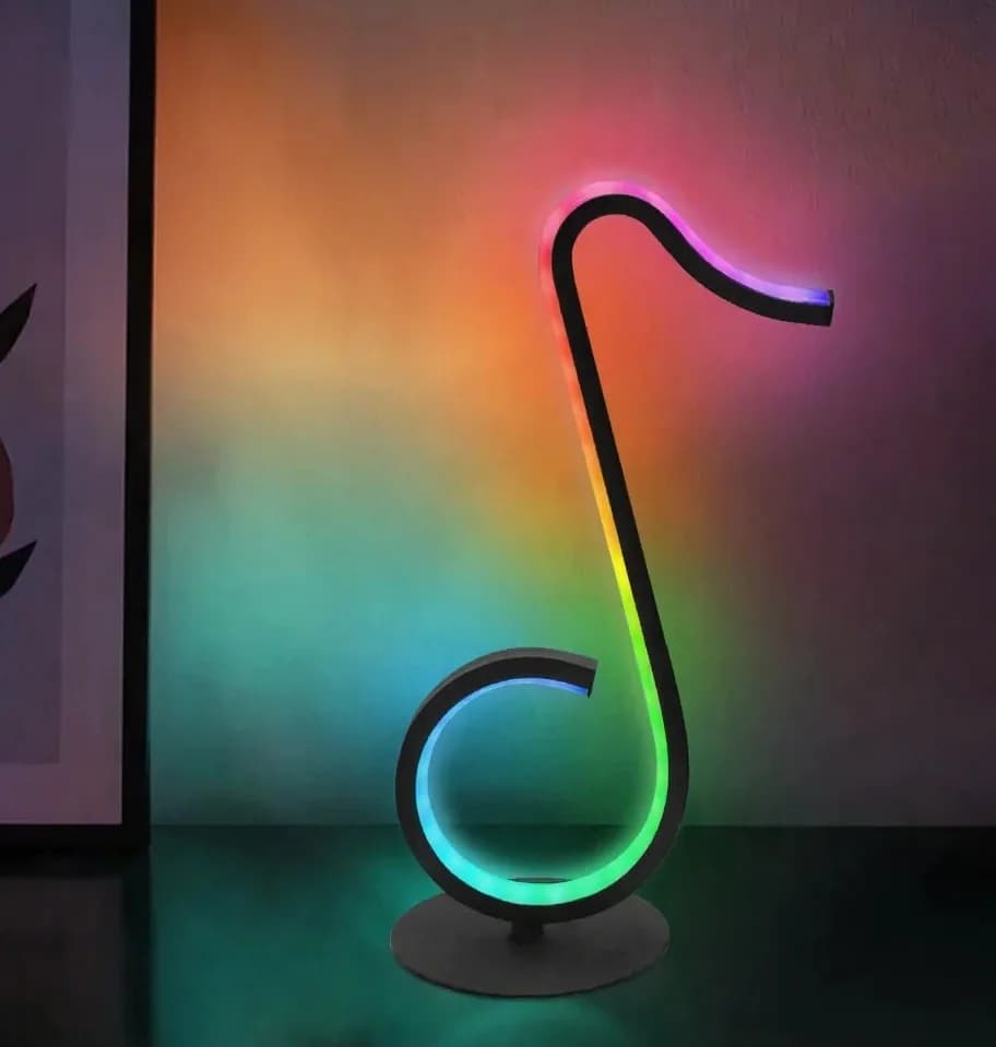 Lampă de atmosferă RGB în formă de notă muzicală, alimentată USB, cu telecomandă