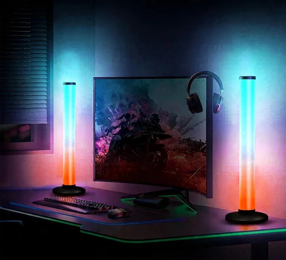 Lampă de birou RGB reactivă la sunet 360 grade cu control prin aplicație și telecomandă
