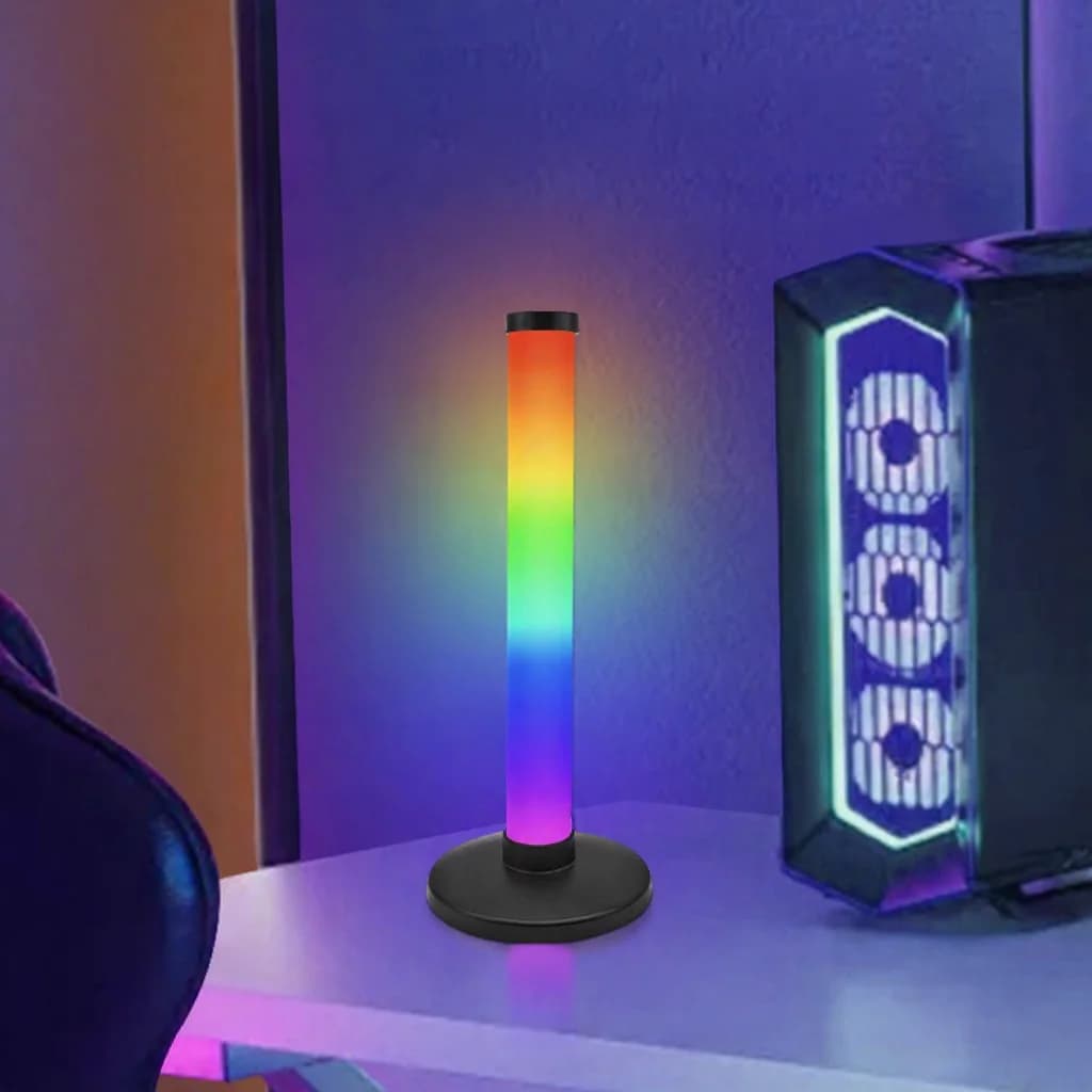 Lumină de atmosferă RGB cu reacție la sunet pentru setup gaming pe birou