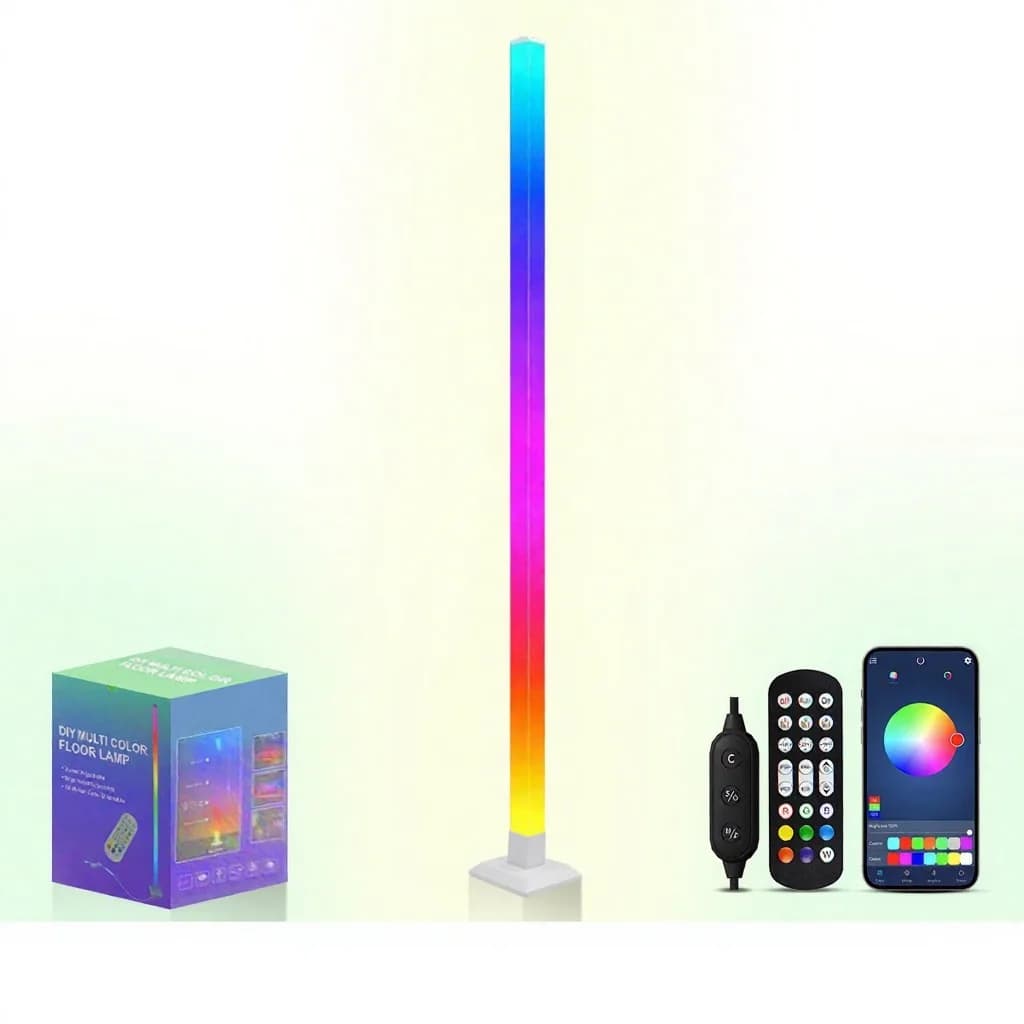 Lampă de podea smart RGB cu sincronizare muzicală și control LED prin aplicație