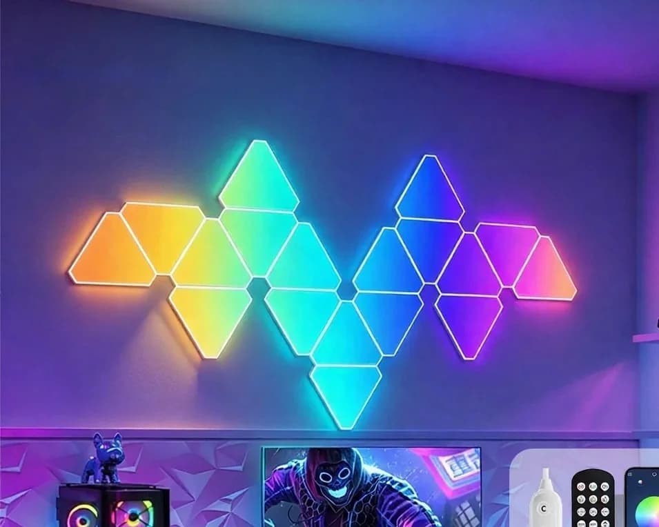 Set de Lumină Smart LED Triunghiulară pentru Perete RGB Ambient Gaming
