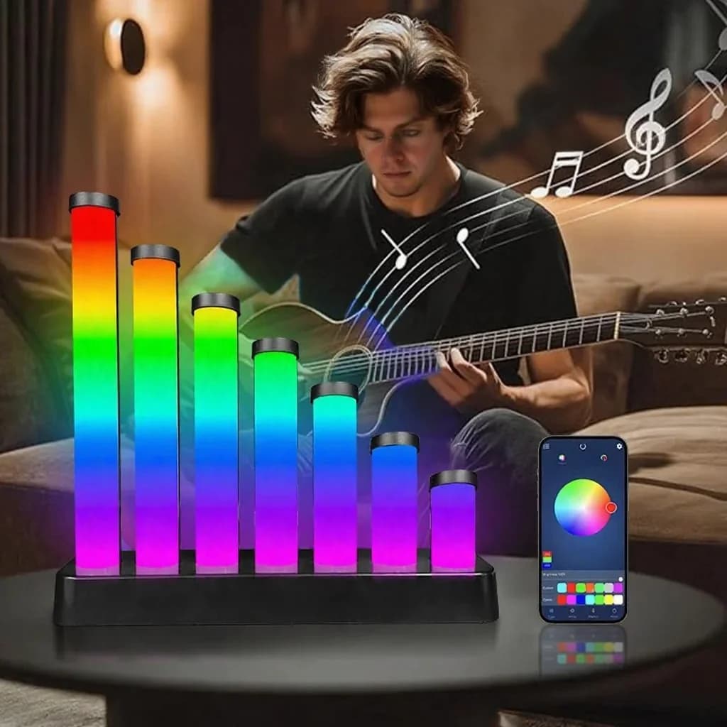 Lampă de birou LED RGB reactivă la sunet cu control prin aplicație