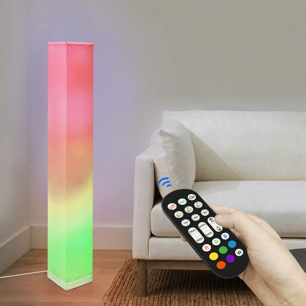 Lampă de podea pătrată cu telecomandă, lumină ambientală LED pentru living