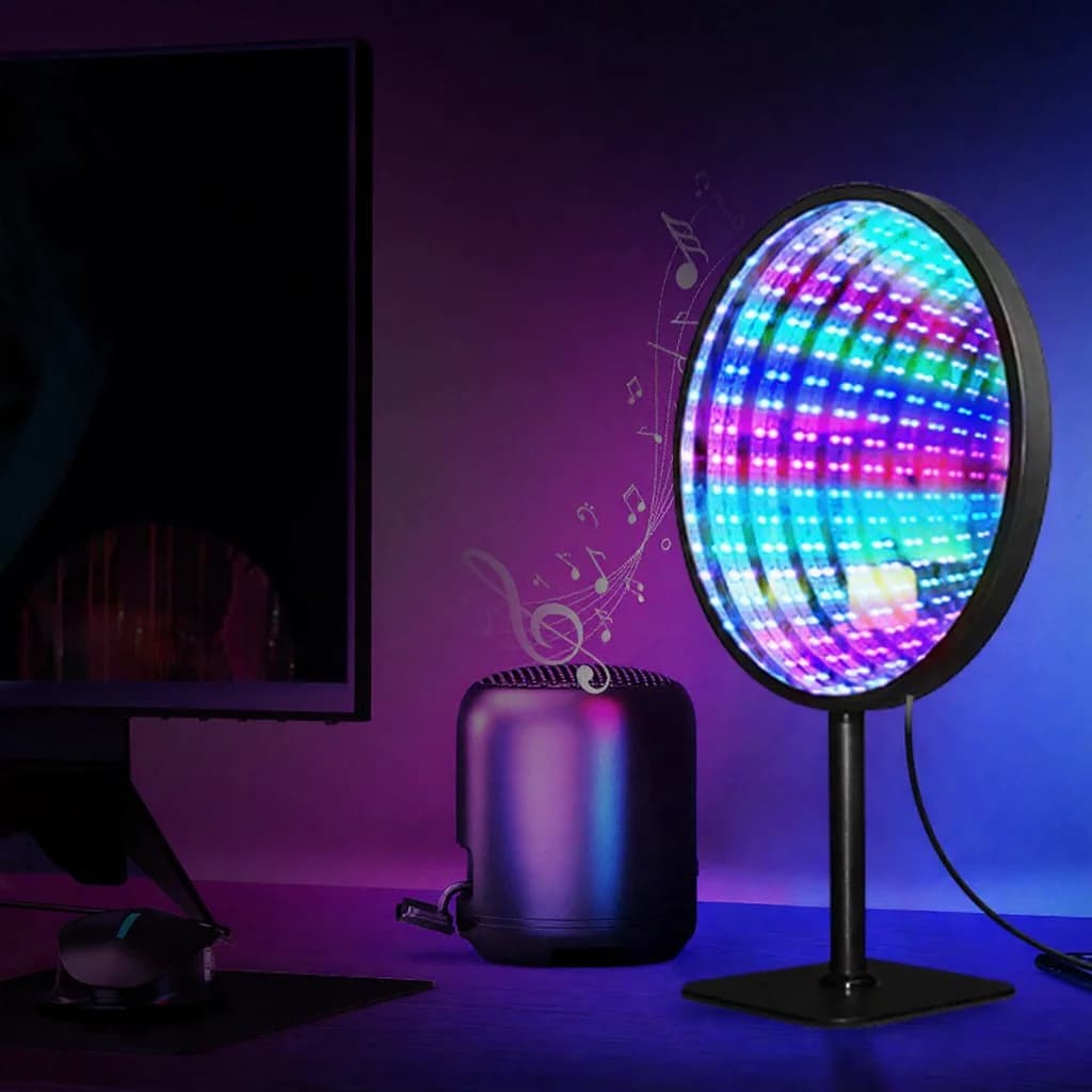 Lampă de atmosferă RGB USB cu oglindă infinită acrilică rotundă 3D Abis