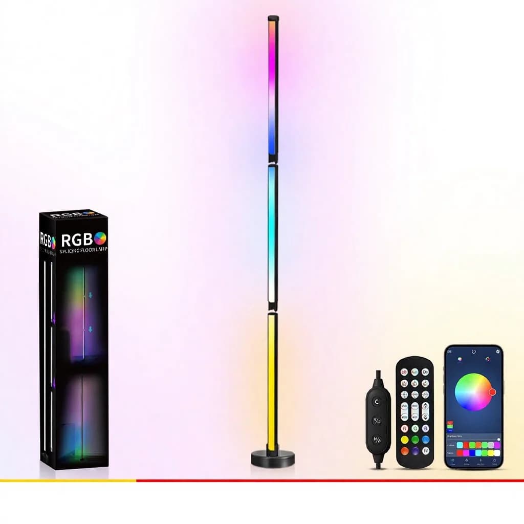 Lampă de podea RGB cu schimbare culori, sincronizare muzicală și control aplicație