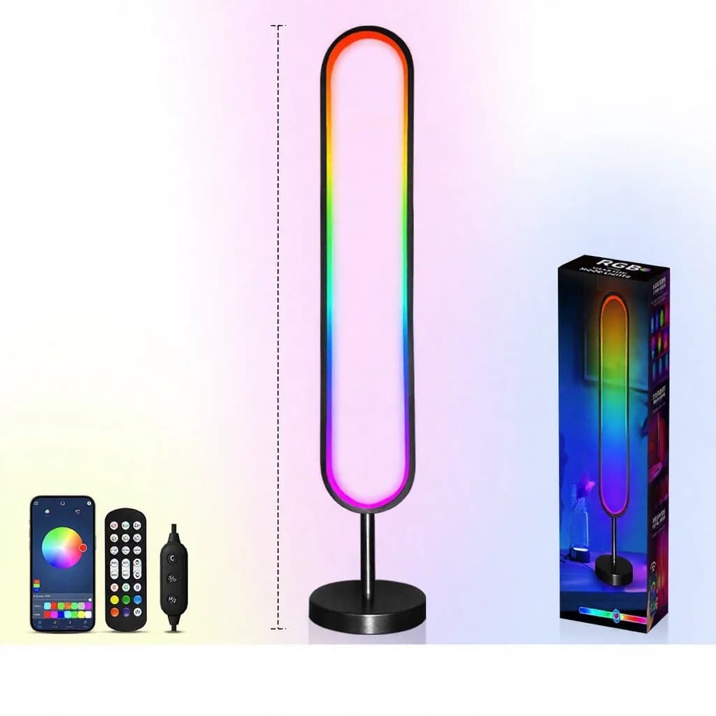 Lampă de podea RGB în formă de U cu lumină reactivă la sunet și control prin aplicație