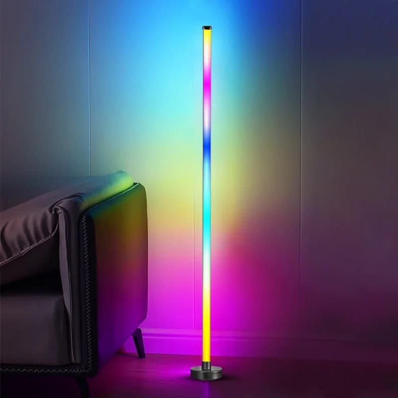 Lampă de Podea LED RGB de Colț cu Sincronizare Muzicală, Control prin Aplicație și Telecomandă
