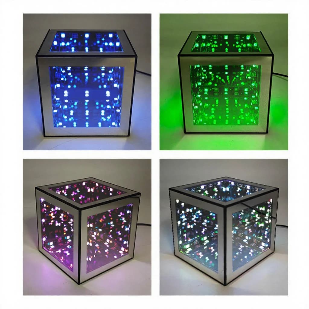 Lampă cub infinit 3D cu lumină ambientală RGB și mod reactiv la sunet