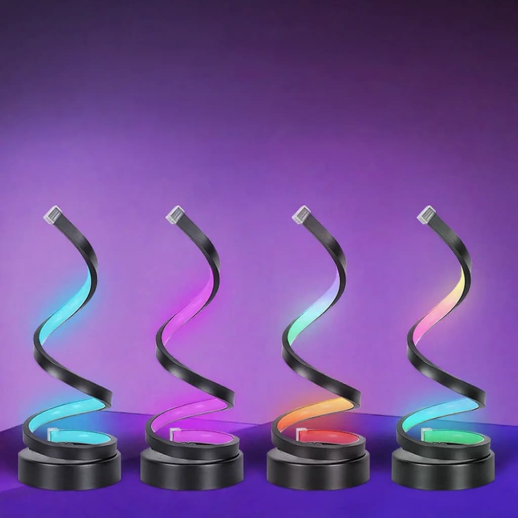 Lampă de atmosferă RGB spiralată cu lumină reactivă la sunet și control prin aplicație