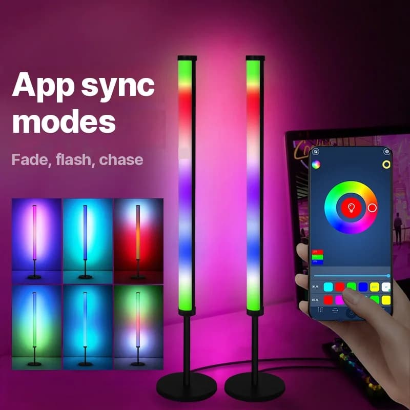 Lampă de atmosferă LED RGB pentru birou cu sincronizare muzicală și control prin aplicație