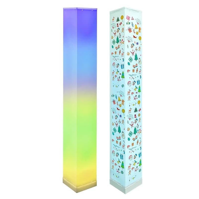 Lampă de podea pătrată cu telecomandă, lumină ambientală LED pentru living