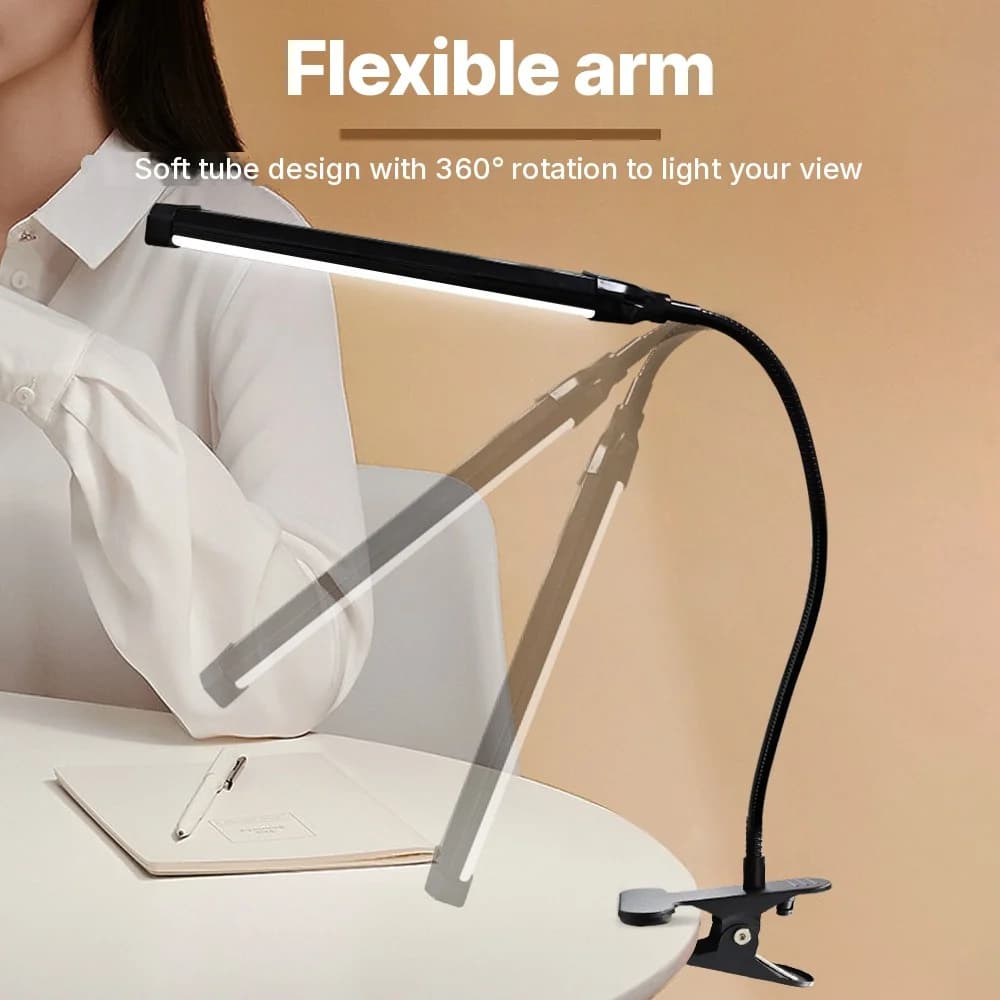 Lampă de birou LED cu clemă, USB, pentru citit și studiu