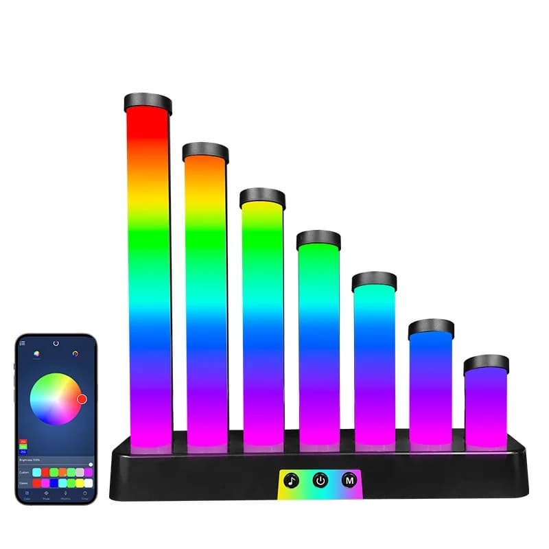 Lampă de birou LED RGB reactivă la sunet cu control prin aplicație
