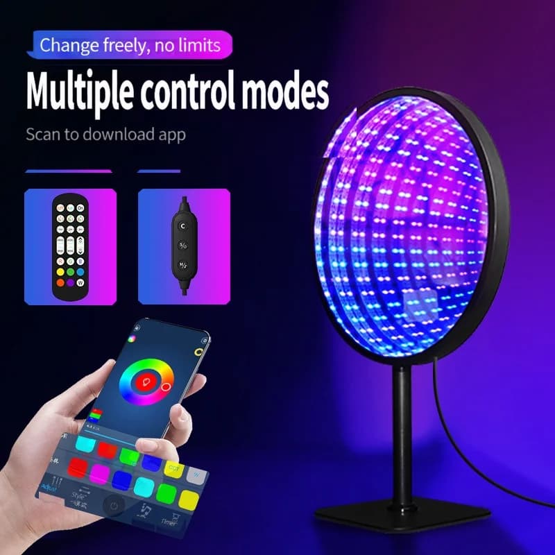 Lampă de atmosferă RGB USB cu oglindă infinită acrilică rotundă 3D Abis
