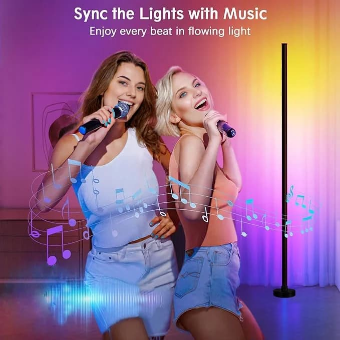 Lampă de podea RGB cu schimbare culori, sincronizare muzicală și control aplicație