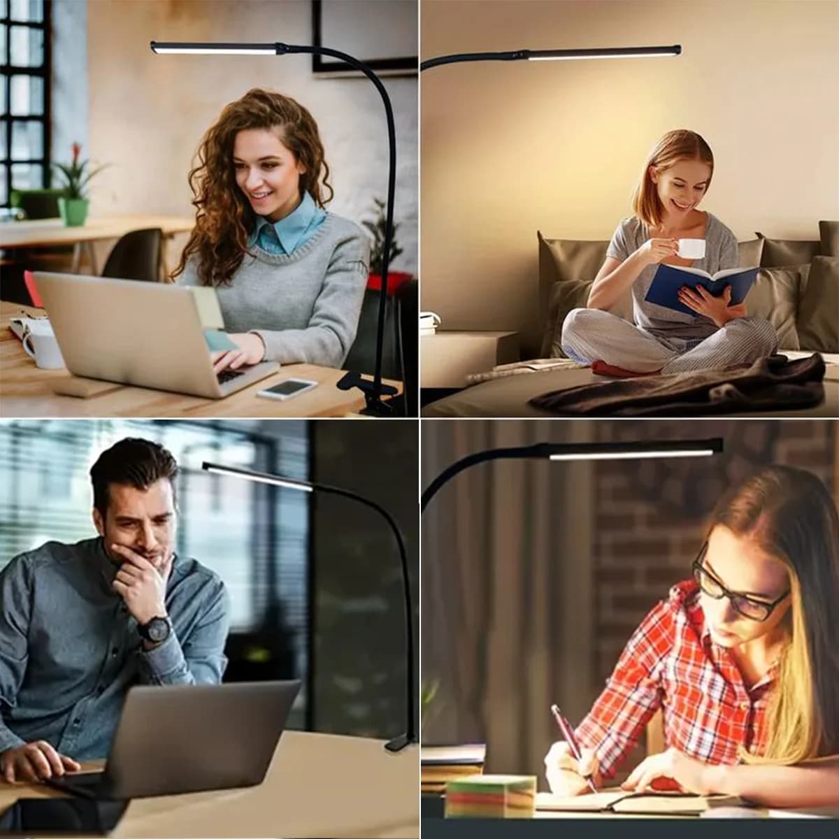 Lampă de birou LED cu clemă, USB, pentru citit și studiu